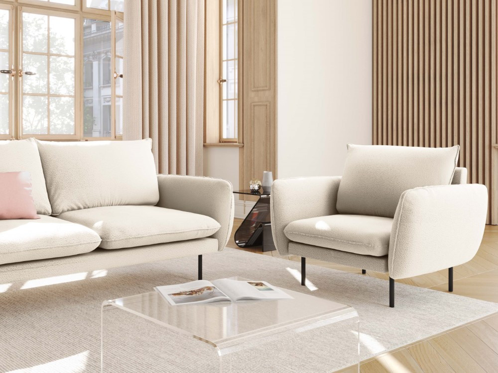 Poze Fotoliu tapitat Vienna plusat/picioare negre – L95 x l92 x h95