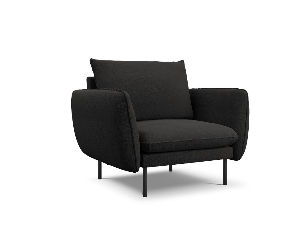 Poze Fotoliu tapitat Vienna plusat/picioare negre – L95 x l92 x h95