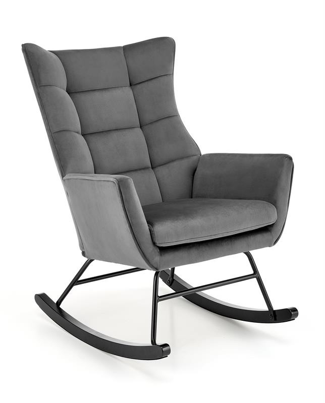 Fotoliu tip balansoar bazalto velvet gri - h92 cm