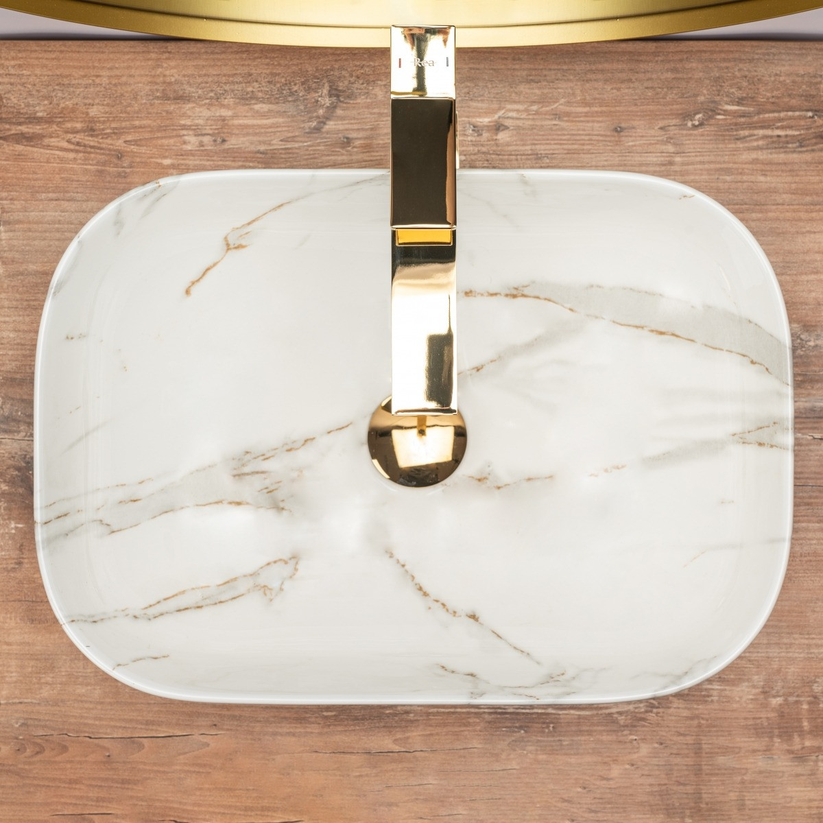 Poze Lavoar Belinda Shiny marmura ceramica sanitara - 46 cm
