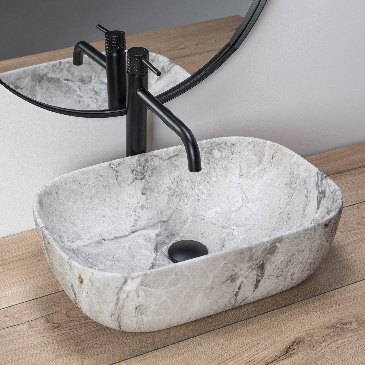 Poze Lavoar Livia Stone Marmura ceramica sanitara - 46,5 cm