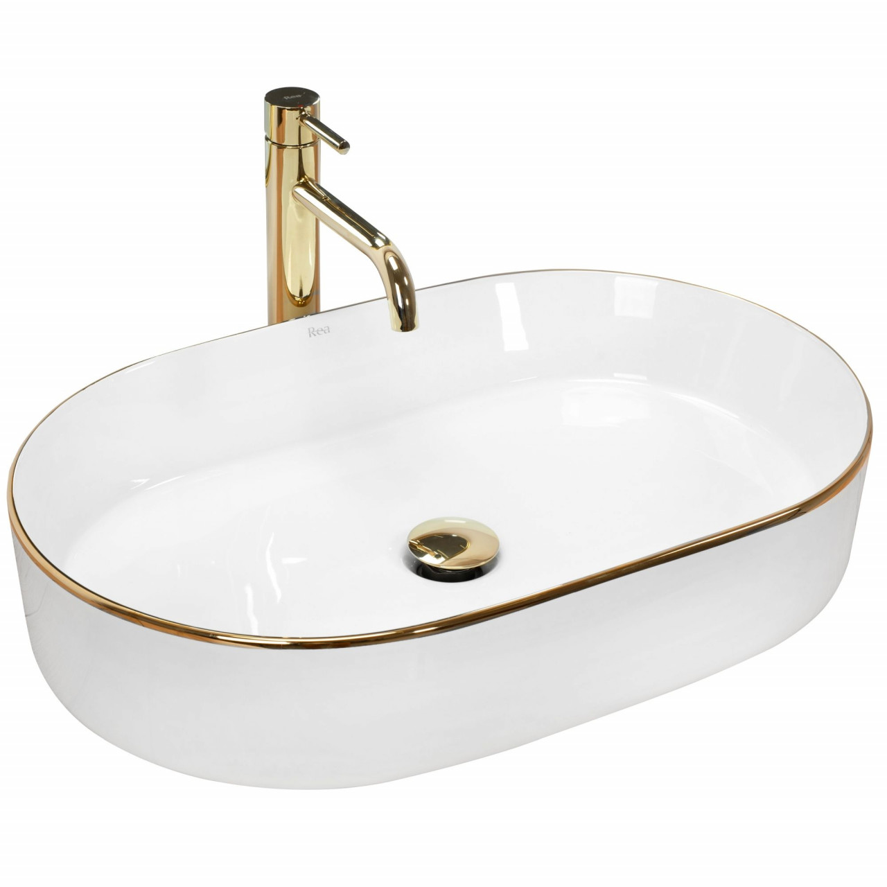 Poze Lavoar Nadia Edge alb/auriu L61 cm