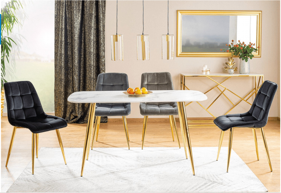 Poze Masa Ceres Marmura Alb/Gold - H75