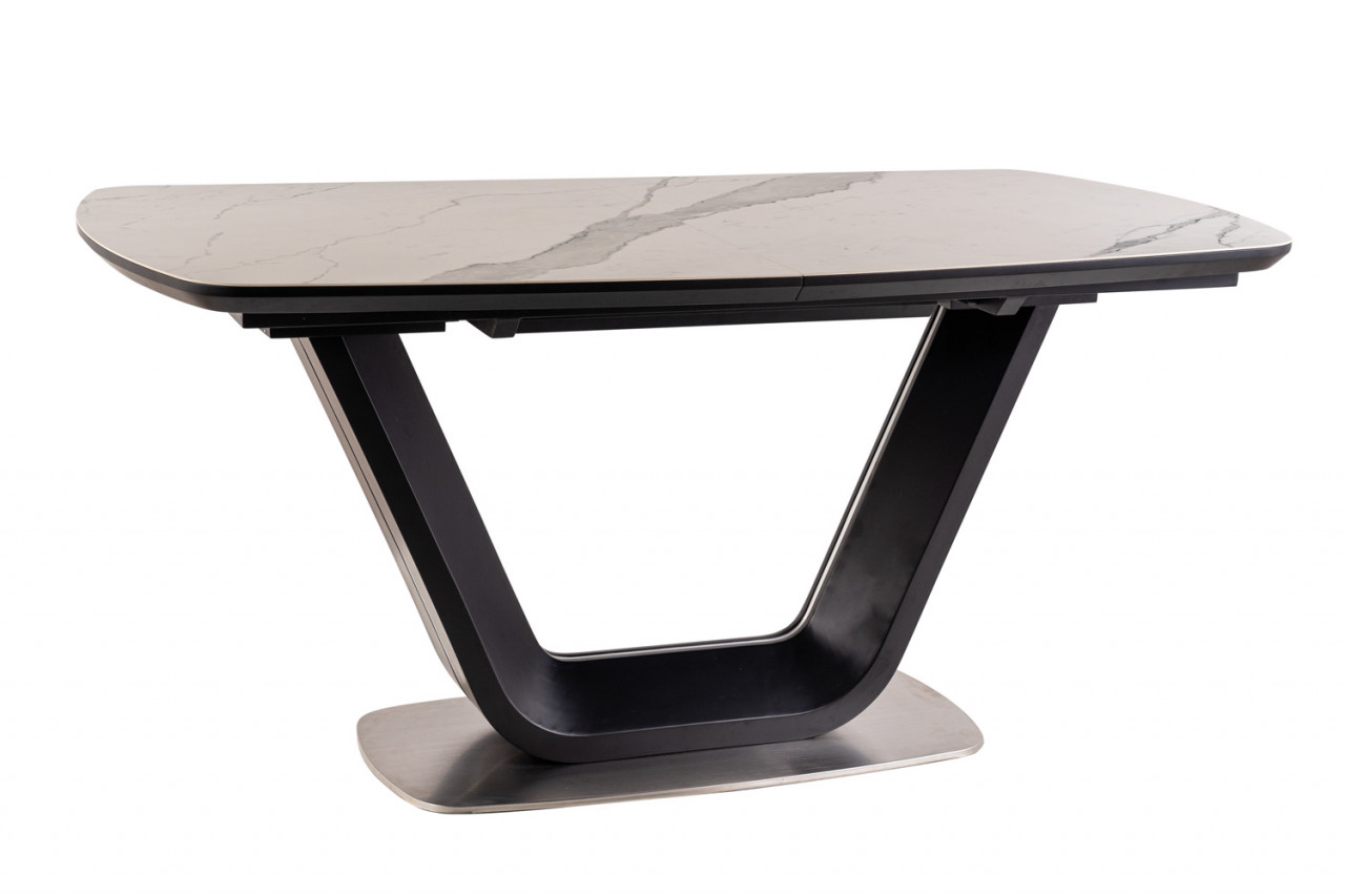 Masa extensibila armani ceramic marmura alba / negru mat - l160-220 cm