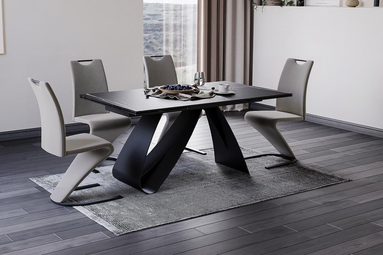 Poze Masa extensibila Diuna Ceramic negru mat - L160-240 cm