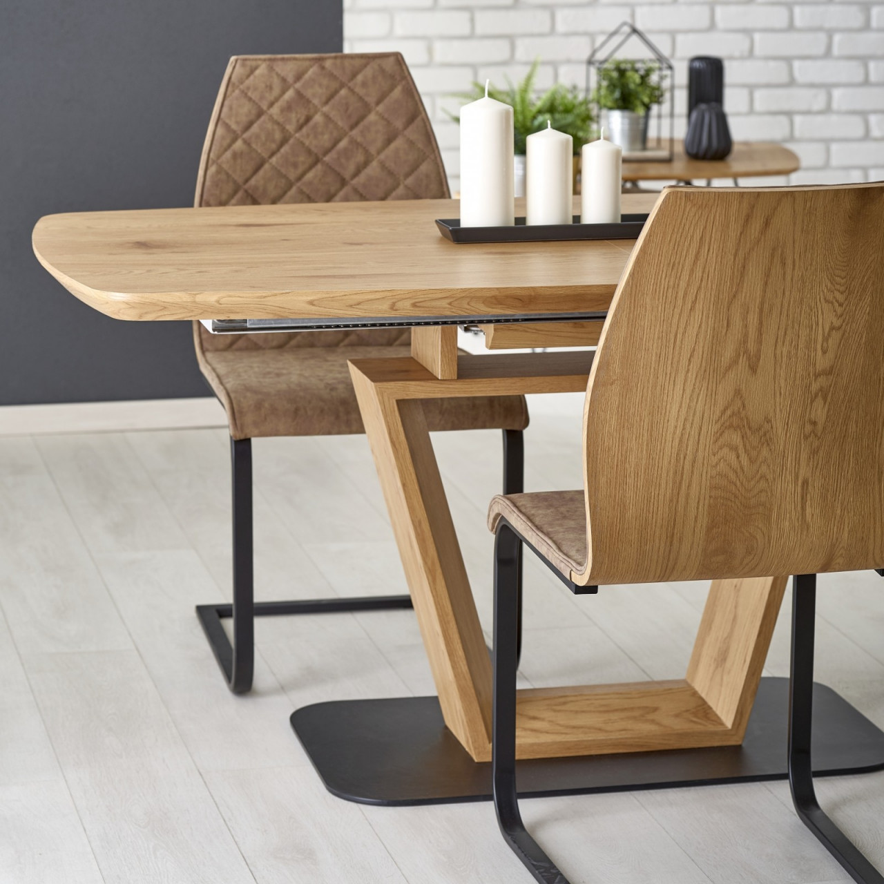 Poze Masa extensibila MDF + metal Blacky - L 160-220 x l 90 x h 76 cm