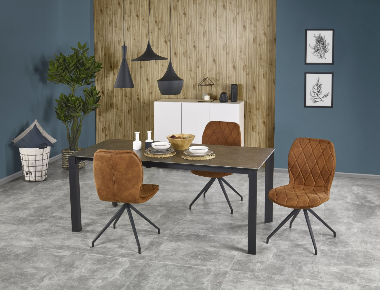 Poze Masa extensibila metal + ceramica Horizon - L 120-180 x l 85 x h 76 cm