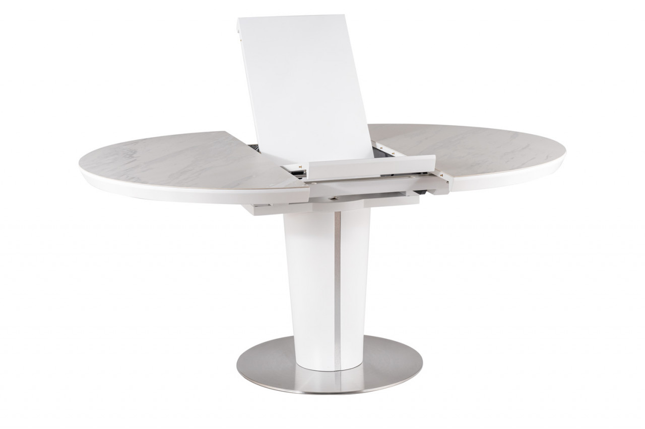 Poze Masa Extensibila Orbit Ceramic Marmura Alba / Alb Mat – Ø120/160x76h