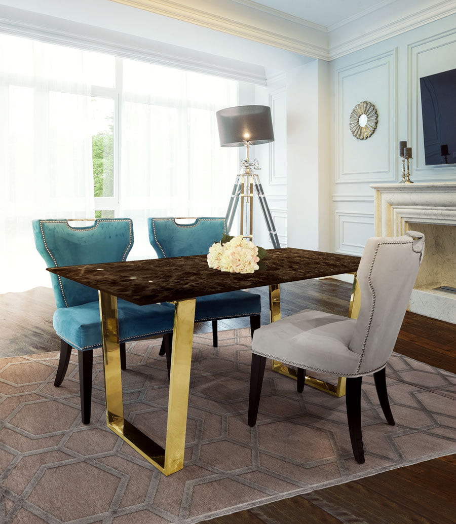 Poze Masa Madera maro/gold marmura – H75 cm