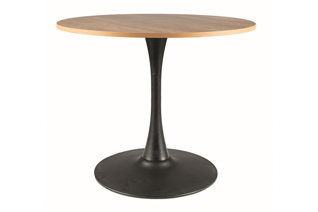Poze Masa rotunda Amadeo II stejar/negru mat - d90 x h76 cm