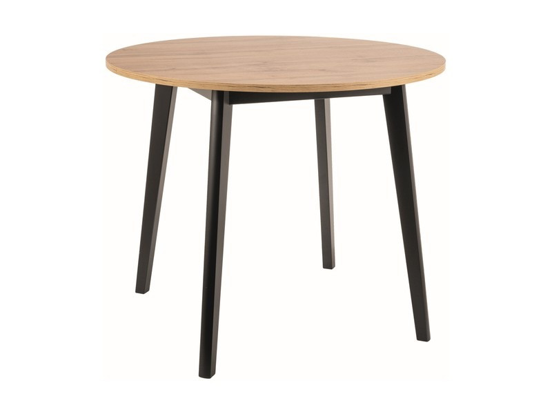 Masa rotunda solo stejar artizan/negru – d100 x h76 cm
