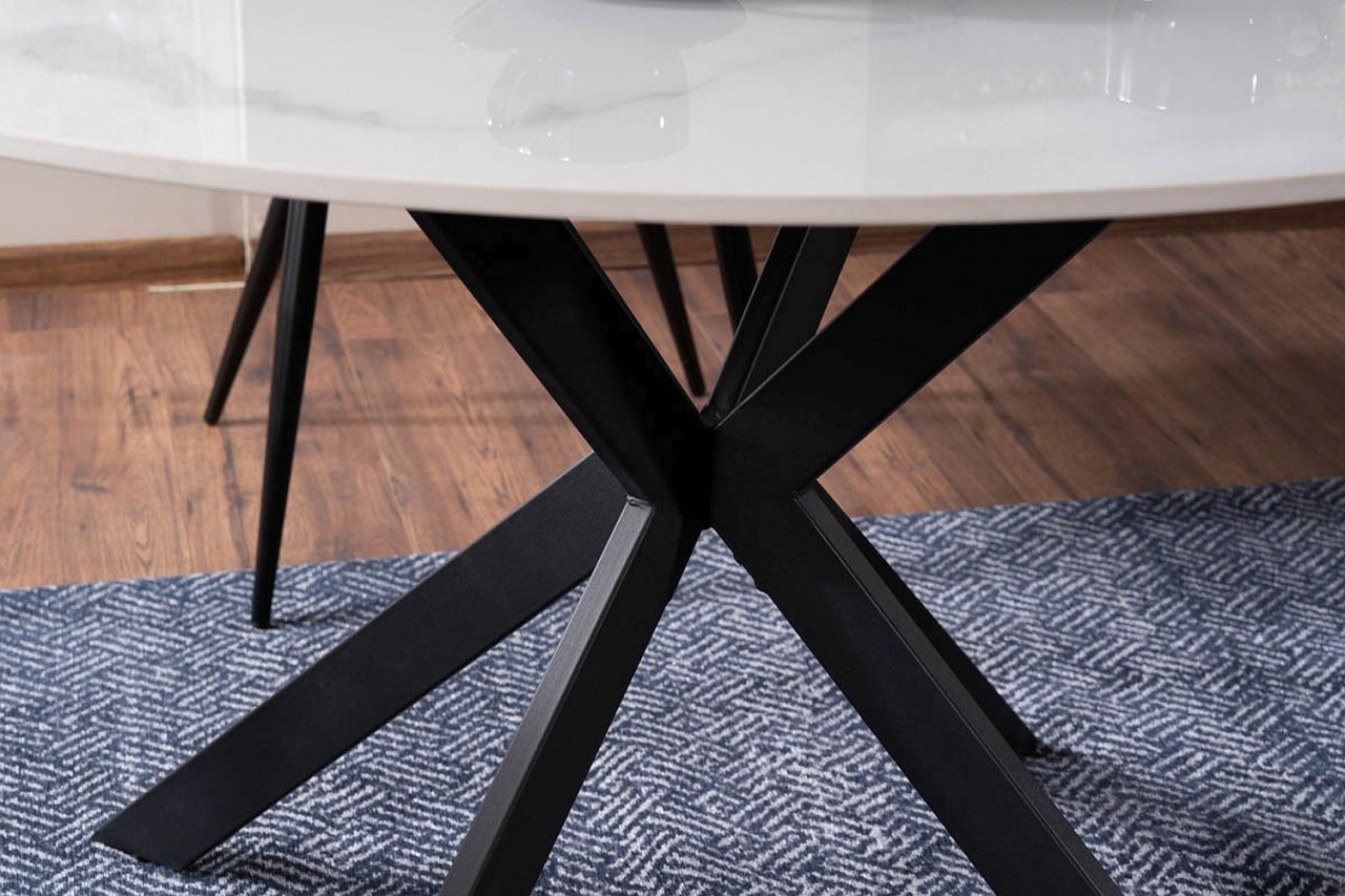 Poze Masa rotunda Talia marmura alba/negru - d120 x h76 cm