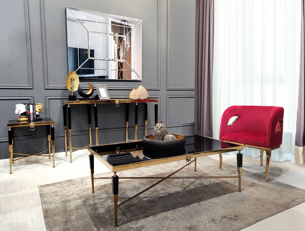 Poze Masuta de cafea Monaco negru/gold – H45 cm