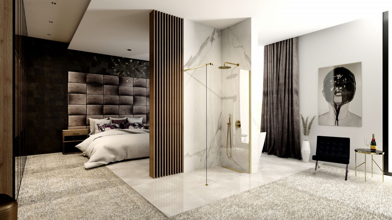 Poze Paravan de dus Aero 100 auriu periat