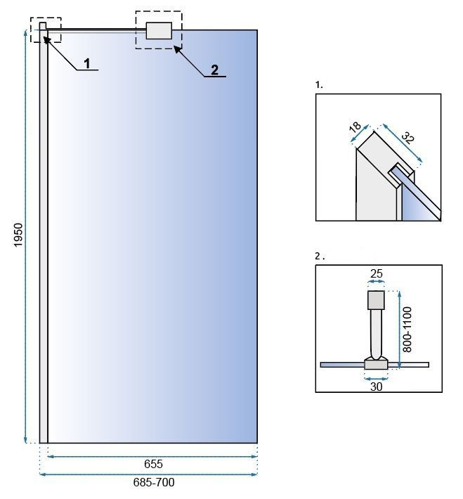 Poze Paravan de dus Aero N 70 transparent
