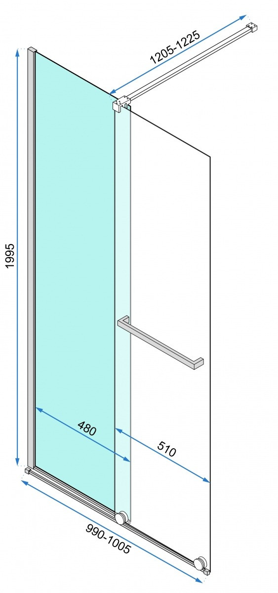 Poze Paravan dus walk-in Cortis - 100x195 cm