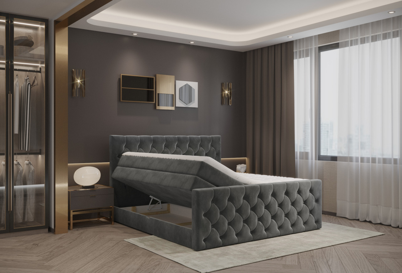 Poze Pat tapitat boxspring Charles 140x200 cm