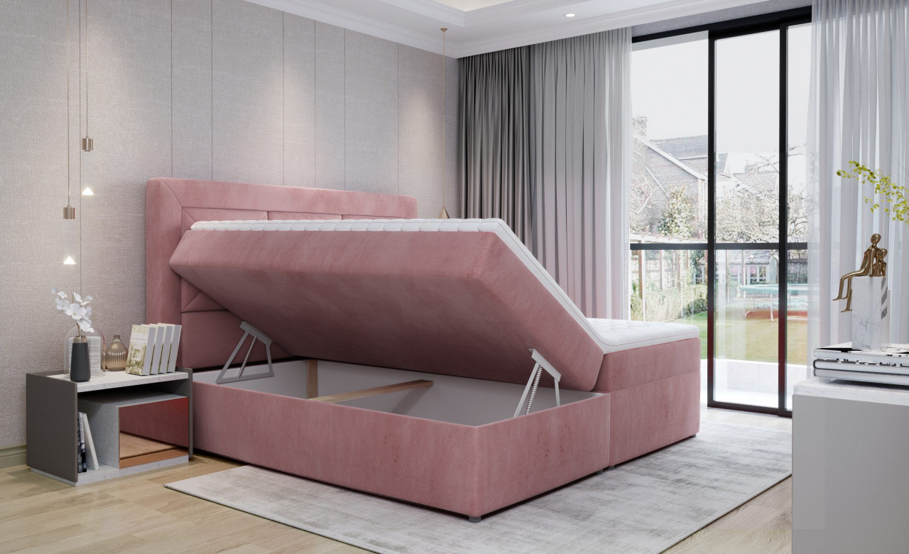 Poze Pat tapitat boxspring Idris – 180/200 cm