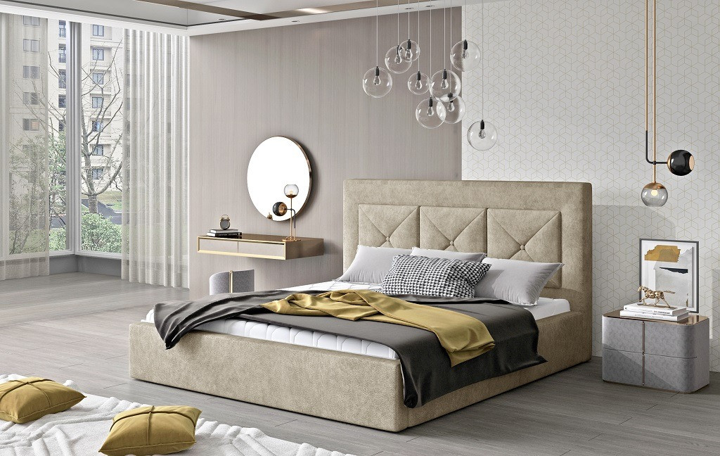 Poze Pat tapitat Cloe – 140/200, L223 x l140 x h93 cm