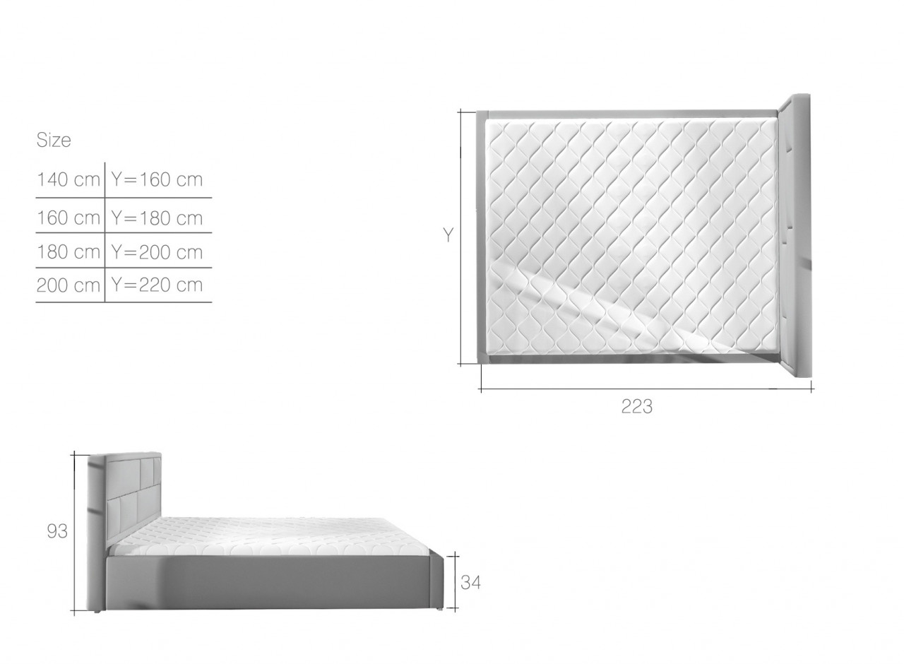 Poze Pat tapitat Latina – 140/200, L223 x l140 x h93 cm
