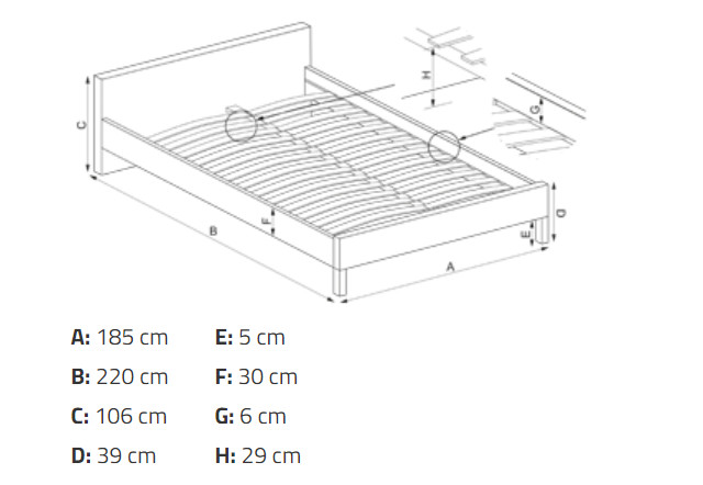 Poze Pat Tapitat MODENA – 180 x 200 cm