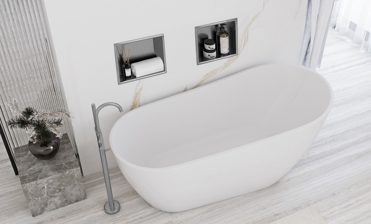 Poze Raft incastrat pentru baie 30x30 argintiu periat