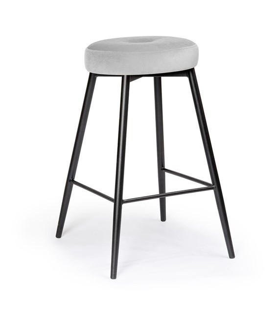 Scaun de bar Circo gri picioare negru - H65 cm