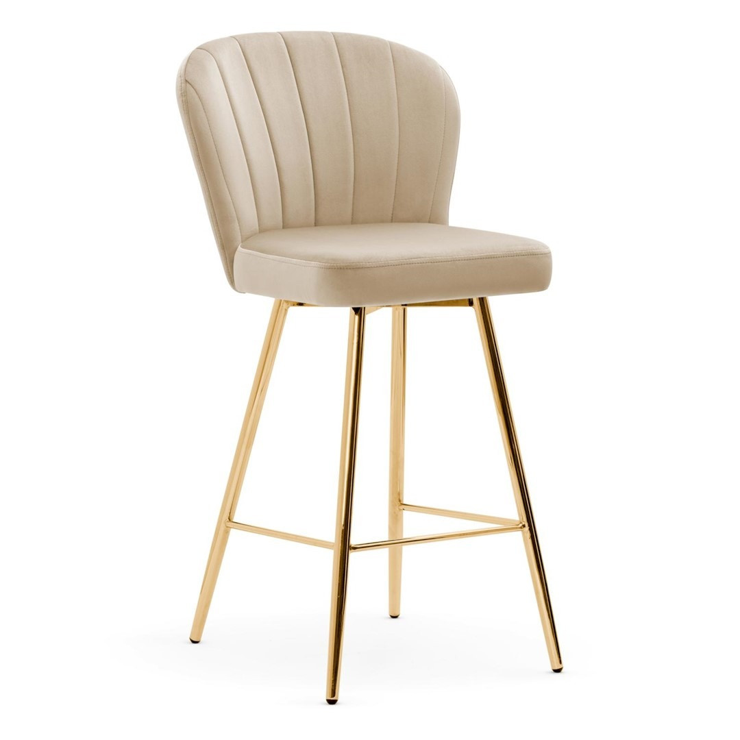 Poze Scaun de bar Shelly bej picioare gold - H97 cm