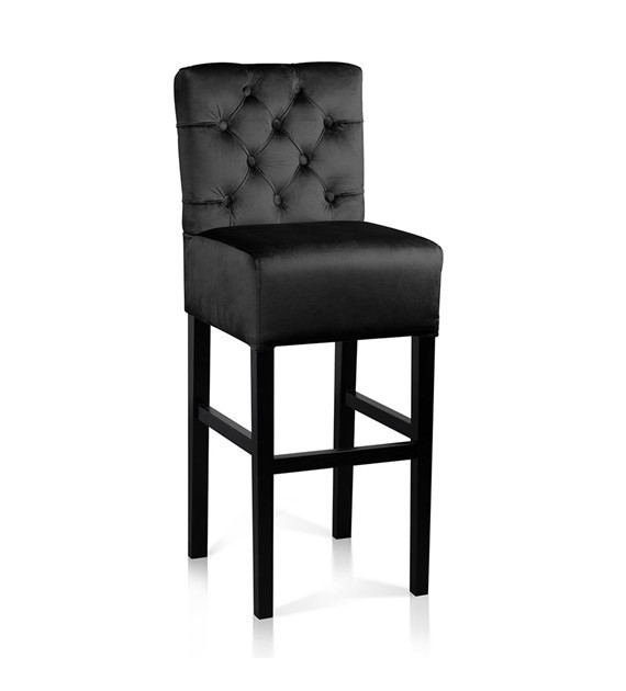 Scaun de bar tapitat chester negru – h70 cm