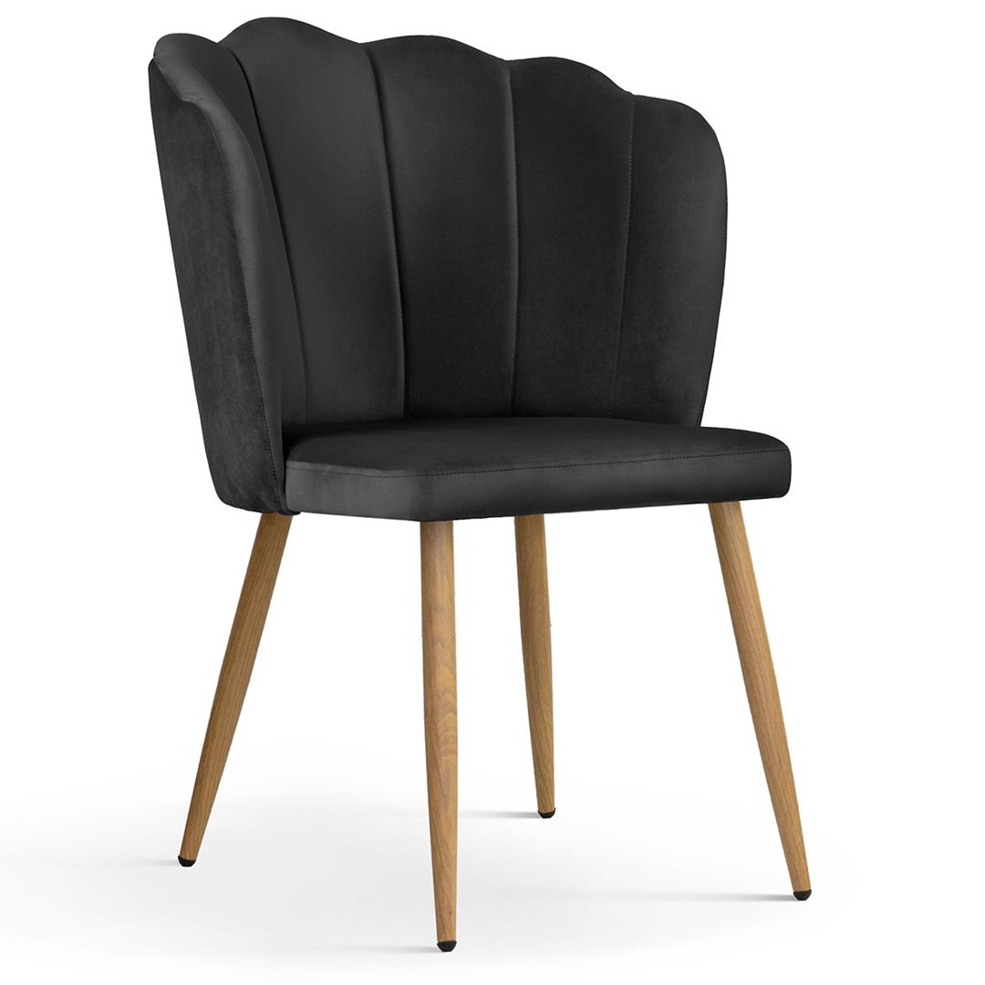 Poze Scaun tapitat Hilton negru picioare natur - H88 cm