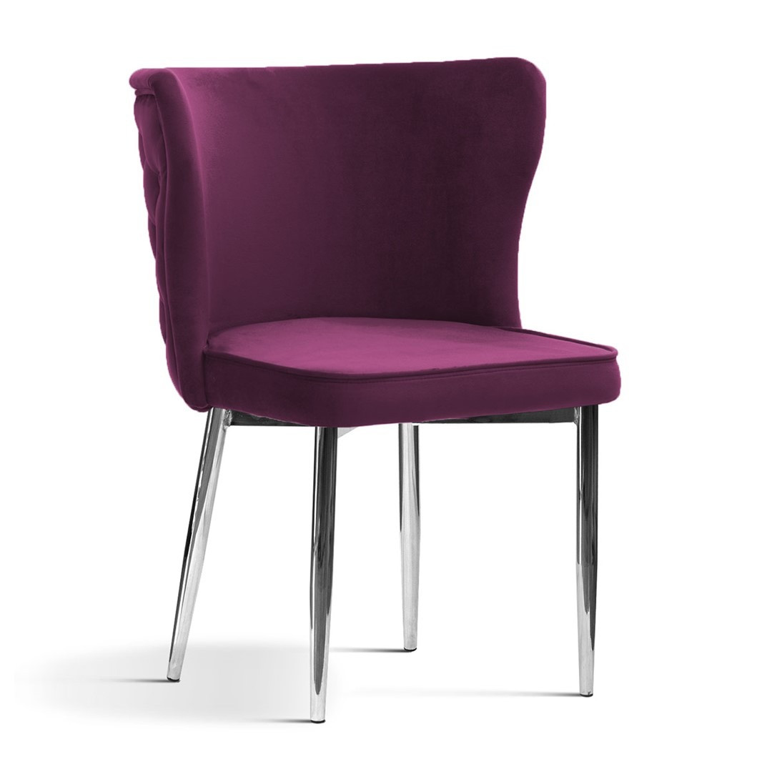 Poze Scaun tapitat Modena burgundy picioare silver - H86 cm