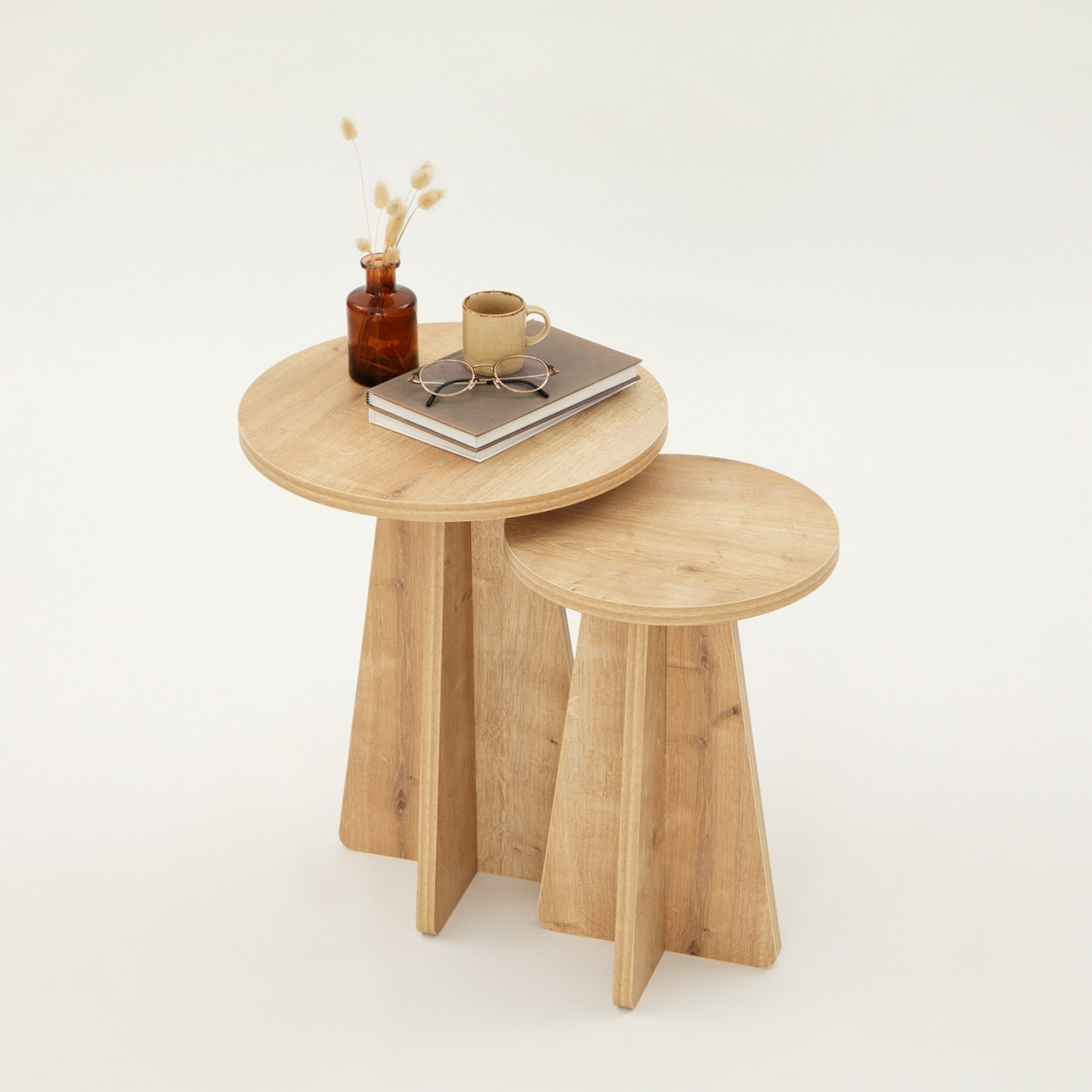 Poze Set 2 masute de cafea Mushroom stejar safir