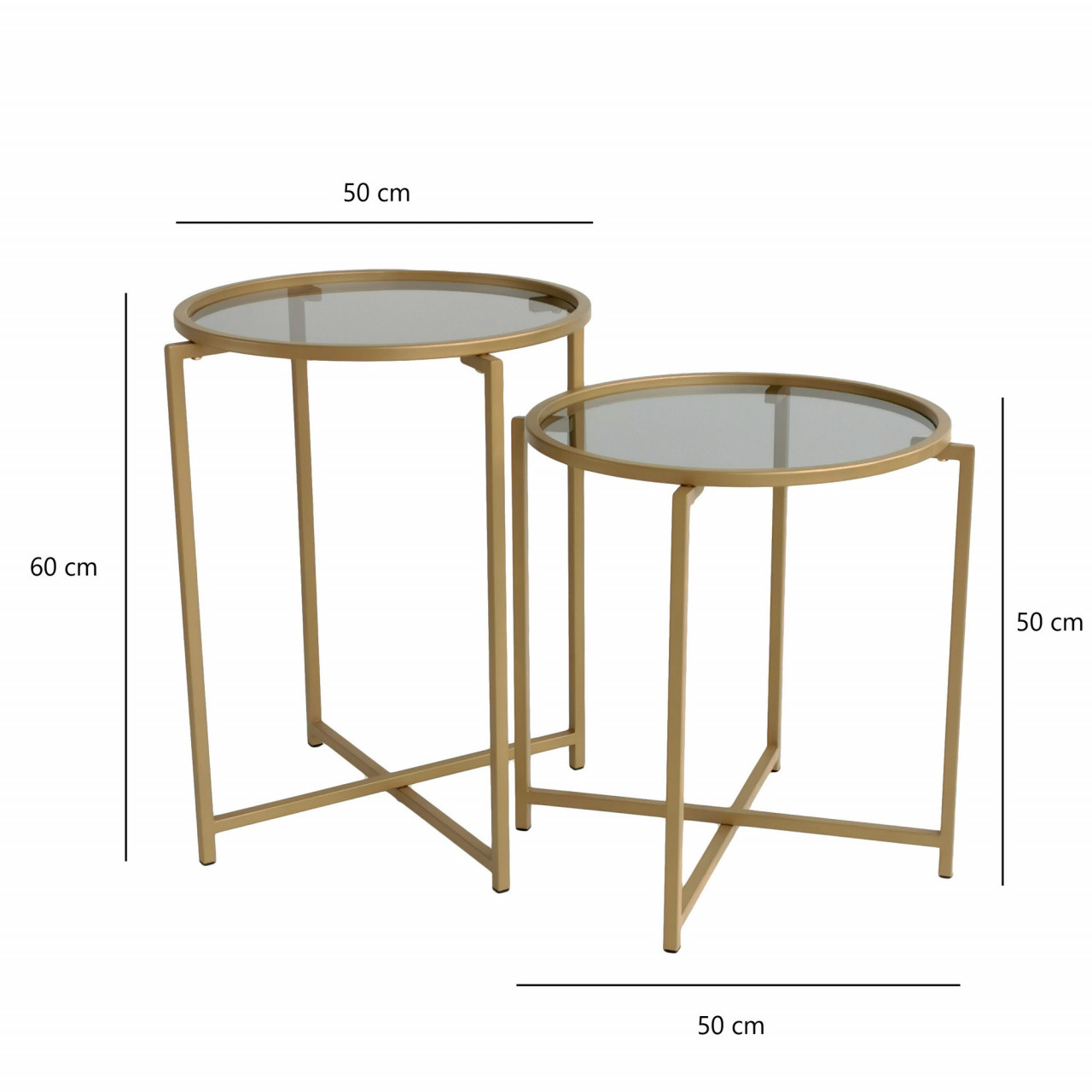 Poze Set 2 masute de cafea S406 transparent / auriu
