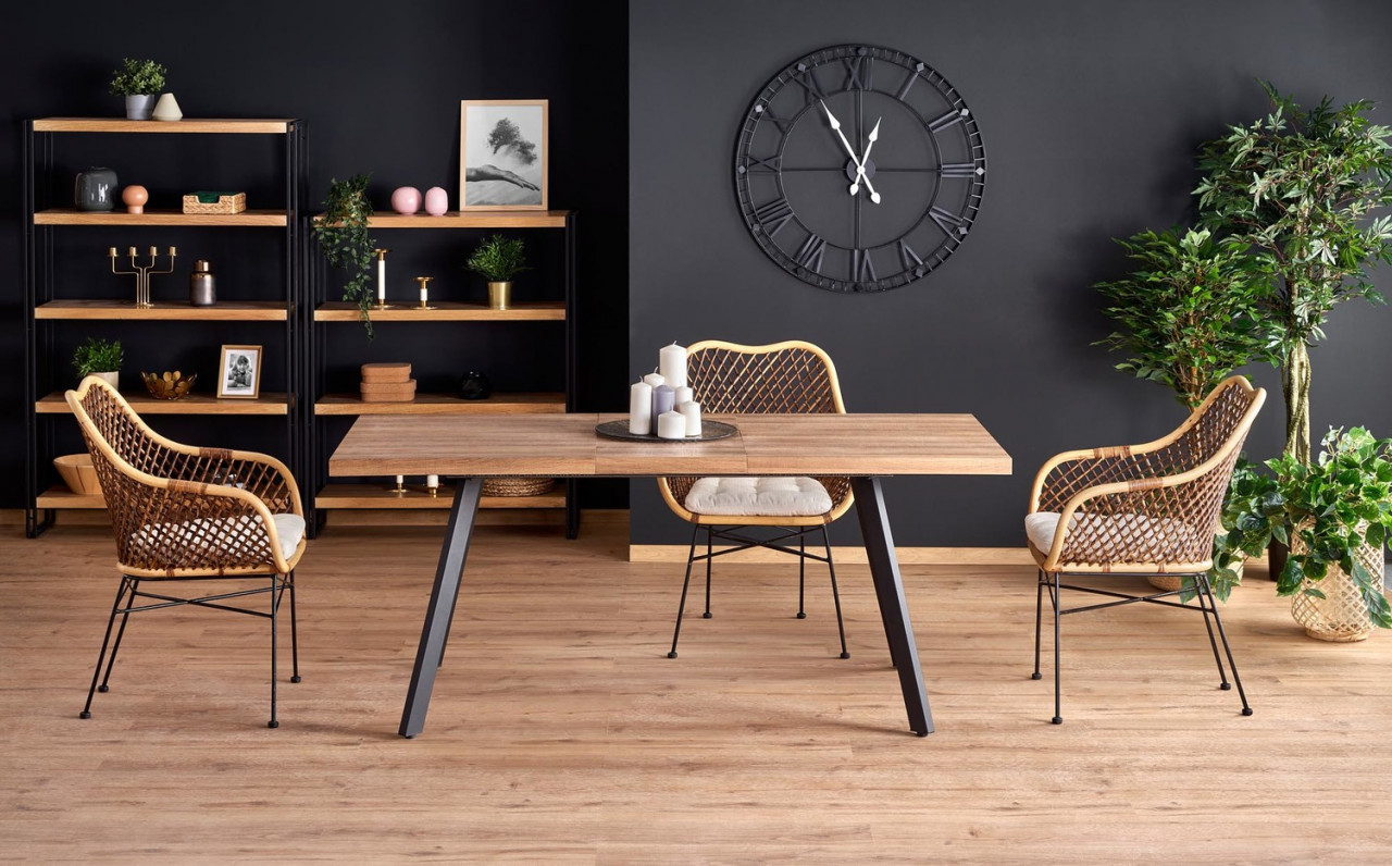 Poze Set masa extensibila Berlin L160-220 cm + 4 scaune K336 ratan natural