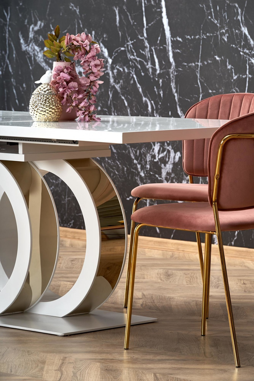 Poze Set masa extensibila Galardo + 4 scaune K499 velvet roz