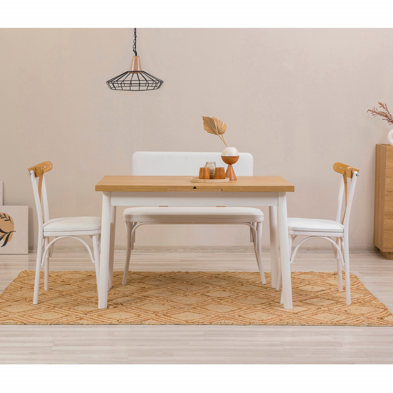 Poze Set masa extensibila si scaune (4 piese) OLİVER AÇL.KARİNA-WHİTE V2