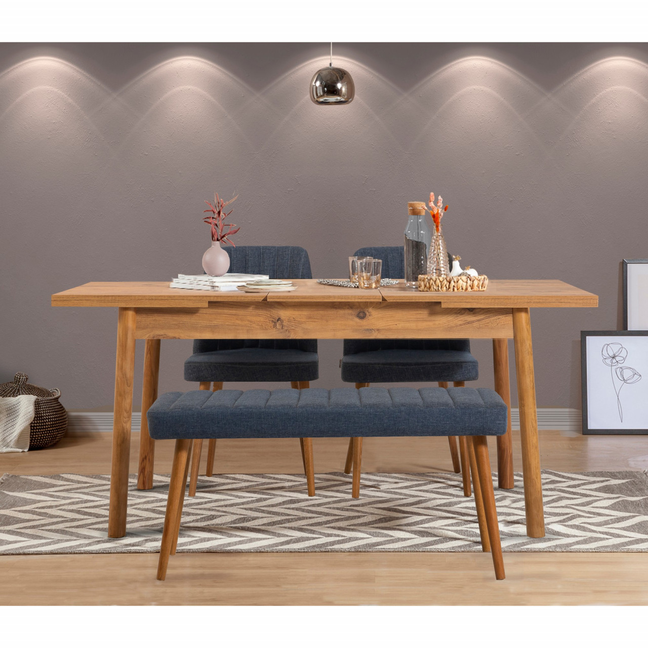 Poze Set masa extensibila si scaune (4 piese) Santiago Atlantice-Navy Blue