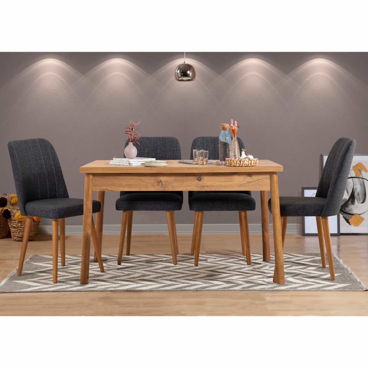 Poze Set masa extensibila si scaune (5 piese) Santiago Atlantic Anthracite