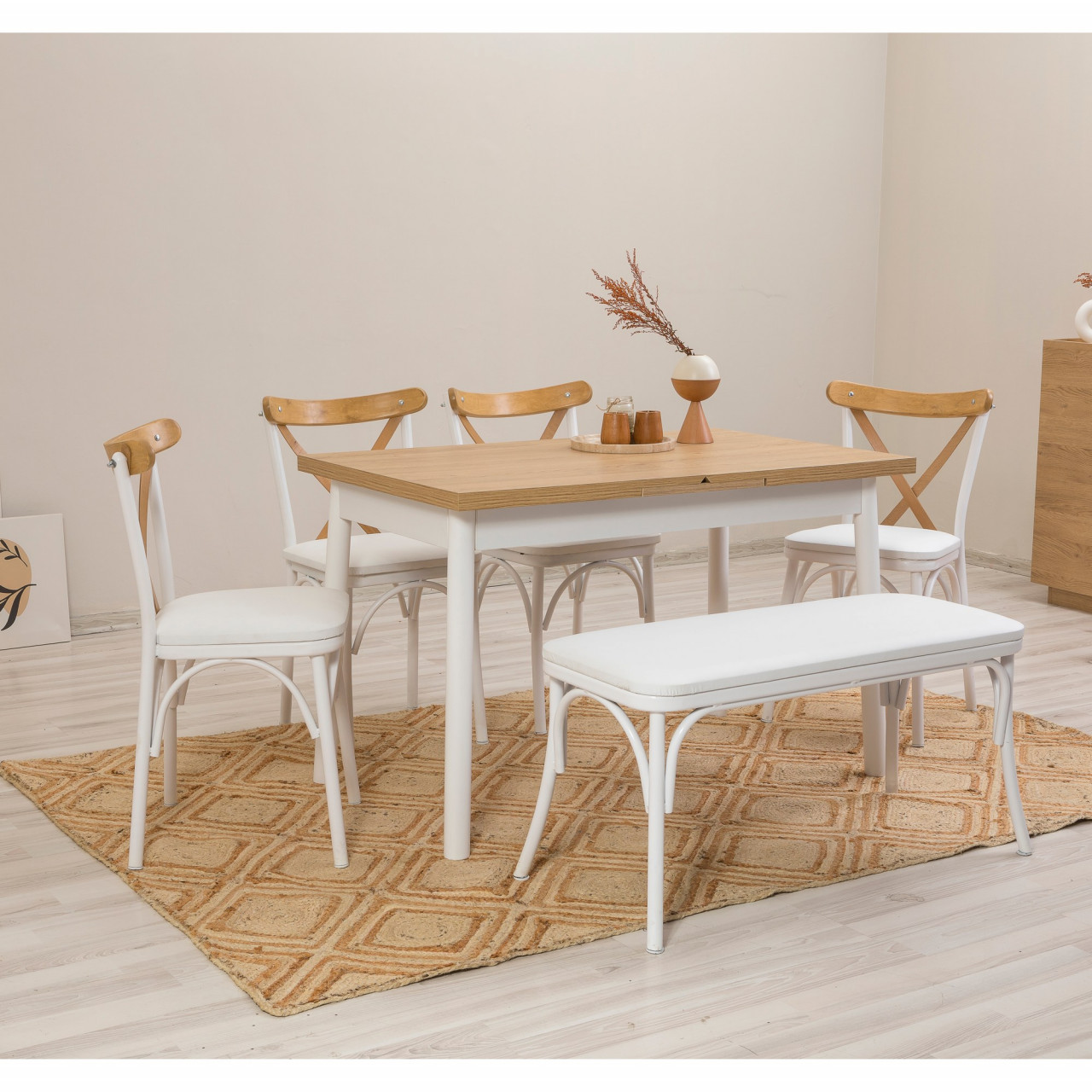 Poze Set masa extensibila si scaune (6 piese) OLİVER AÇL.KARİNA-WHİTE