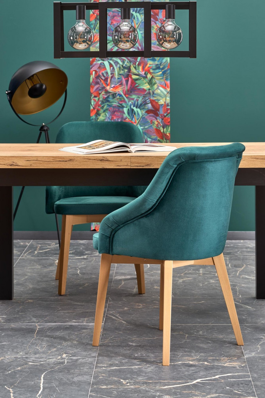 Poze Set masa extensibila Tiago L140-220 cm + 4 scaune Toledo 2 verde/stejar miere
