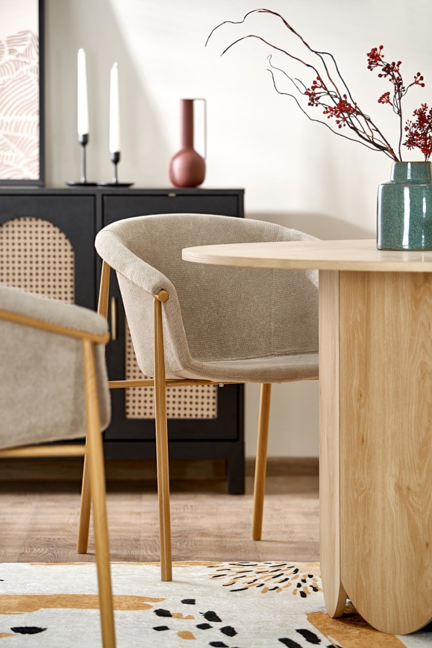 Poze Set masa rotunda Hugo + 4 scaune K489 bej/auriu