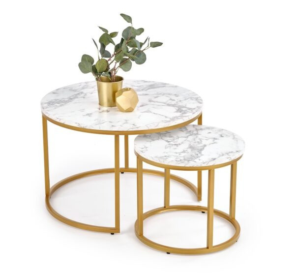 Set mese de cafea paola - marmura/gold