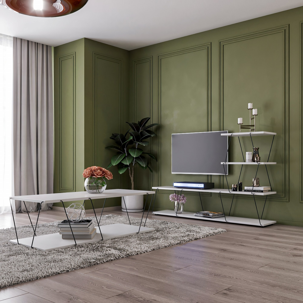 Poze Set mobilier living Başak alb