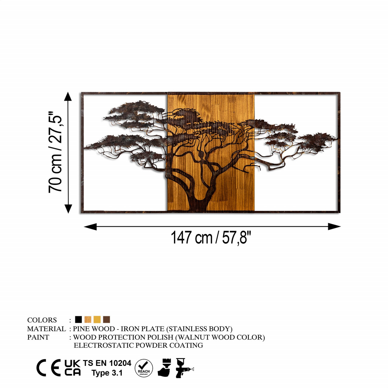 Poze Accesoriu decorativ de perete din lemn Acacia Tree - 328-A