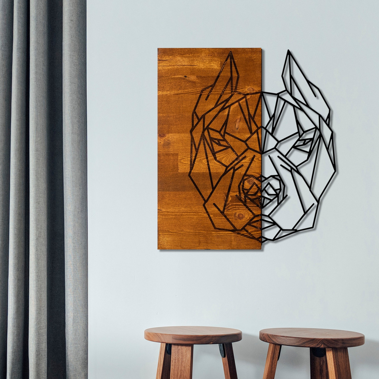 Poze Accesoriu decorativ de perete din lemn Buldog