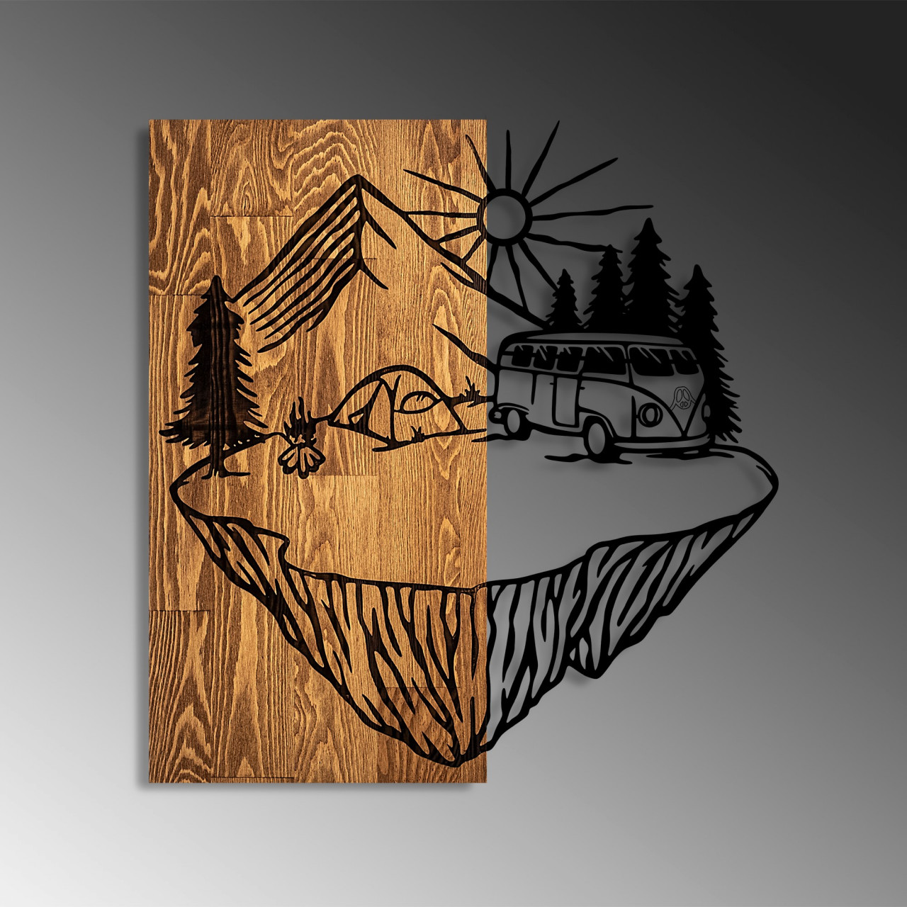 Poze Accesoriu decorativ de perete din lemn Camp life