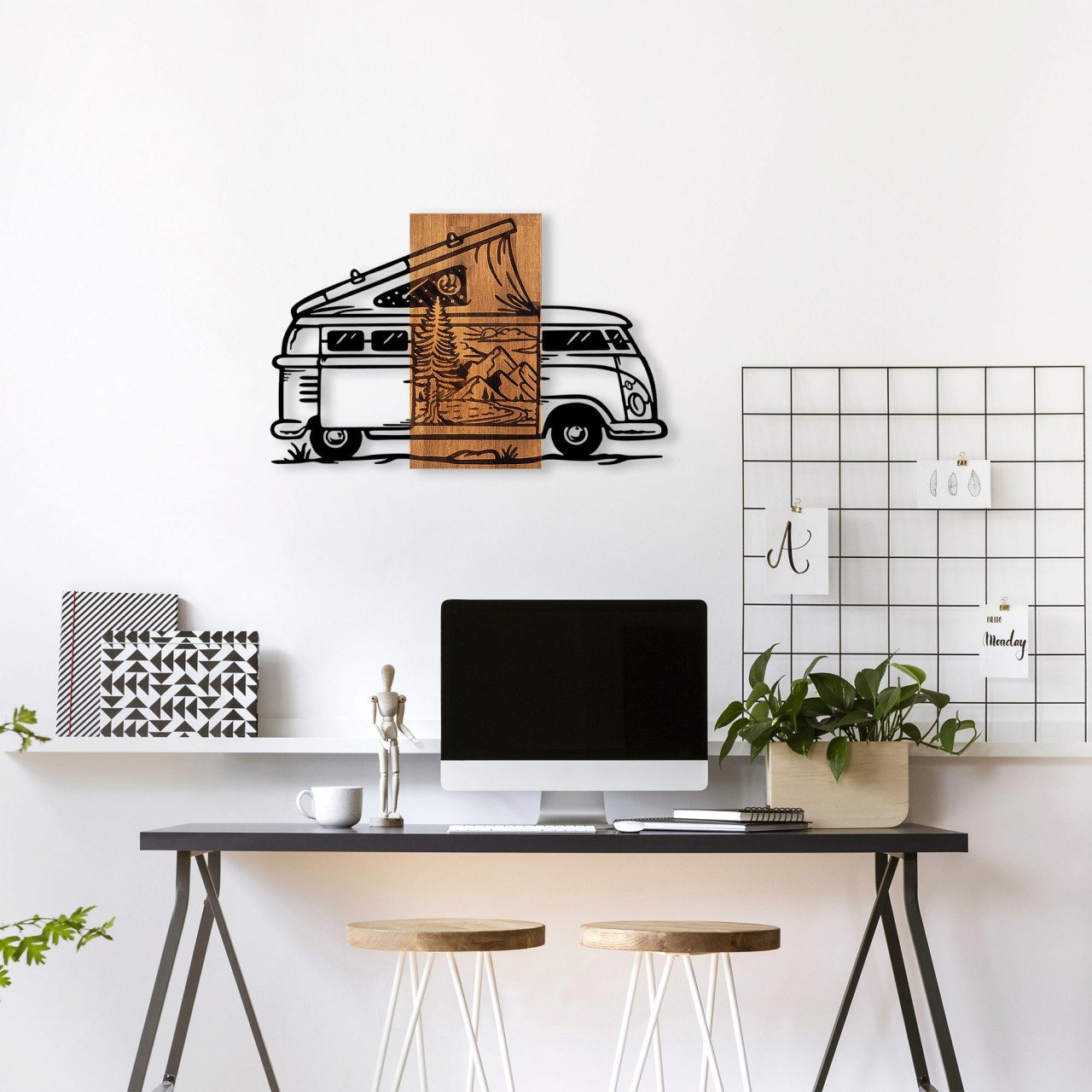 Poze Accesoriu decorativ de perete din lemn Caravan holiday - 379