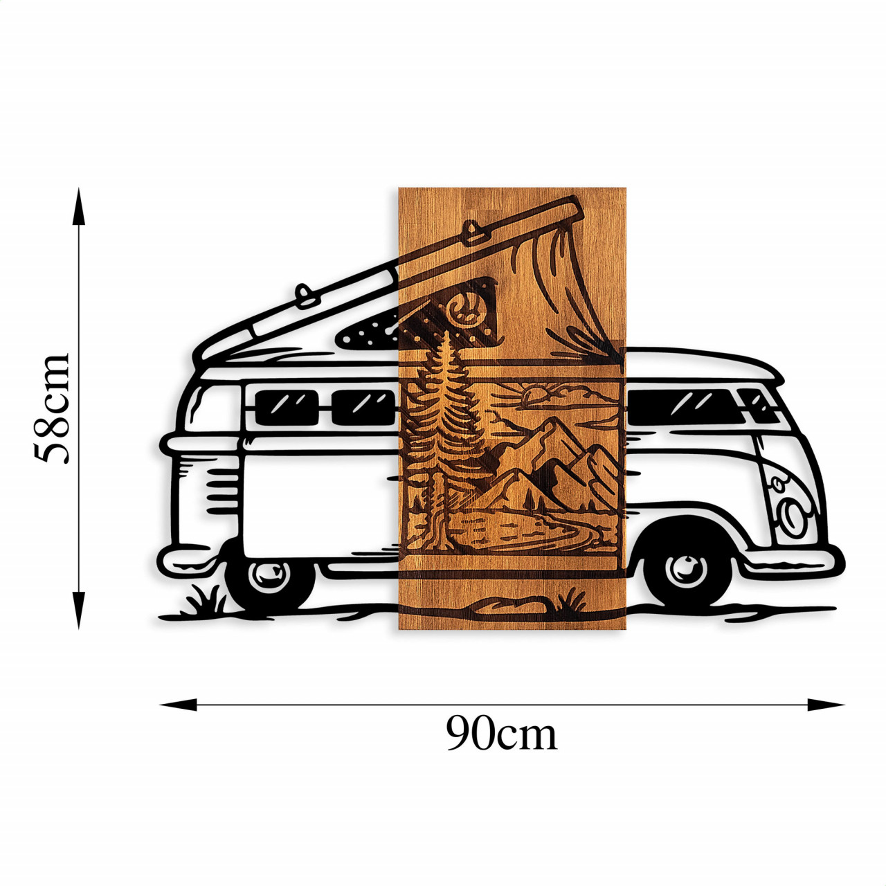Poze Accesoriu decorativ de perete din lemn Caravan holiday - 379