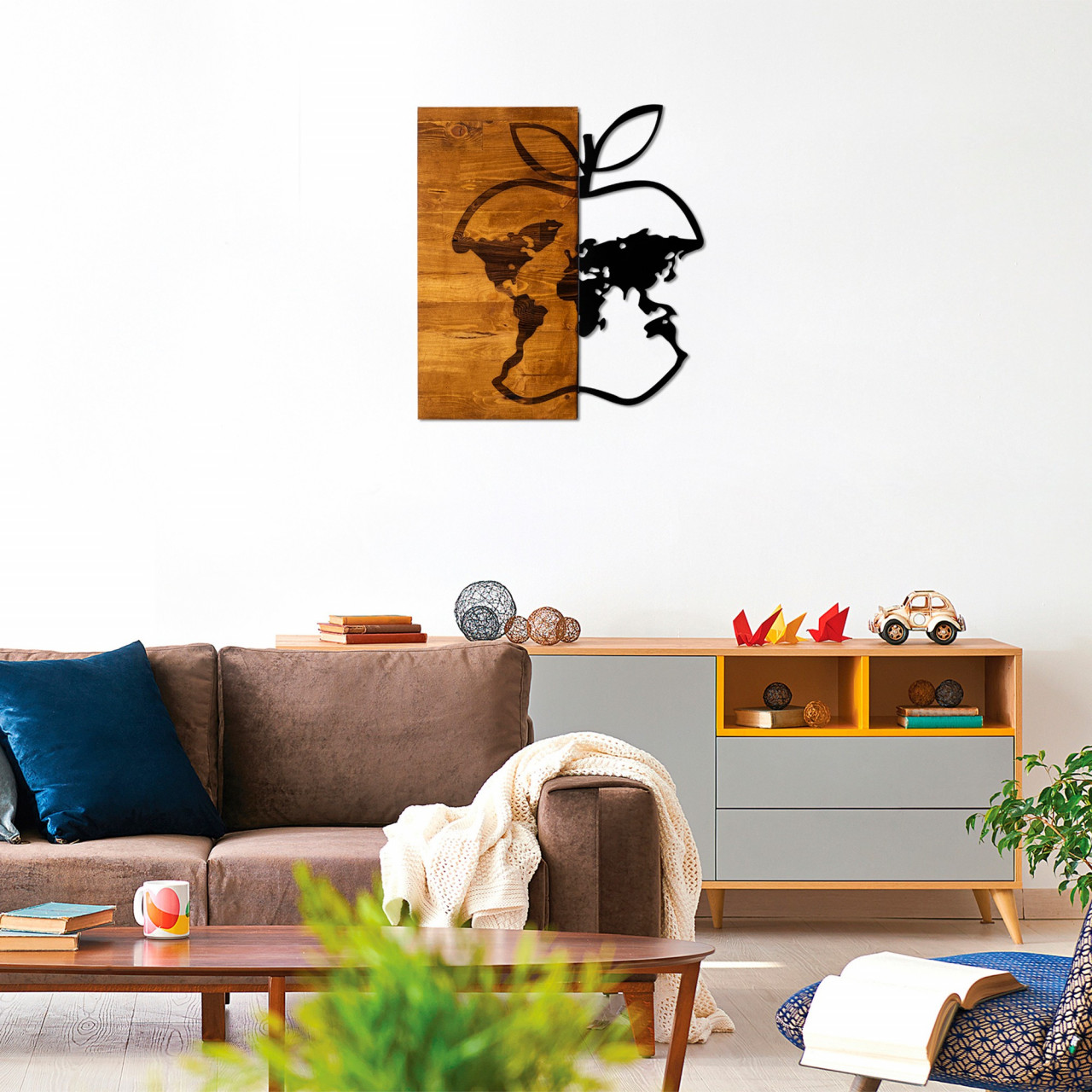 Poze Accesoriu decorativ de perete din lemn Dunya nuc/negru