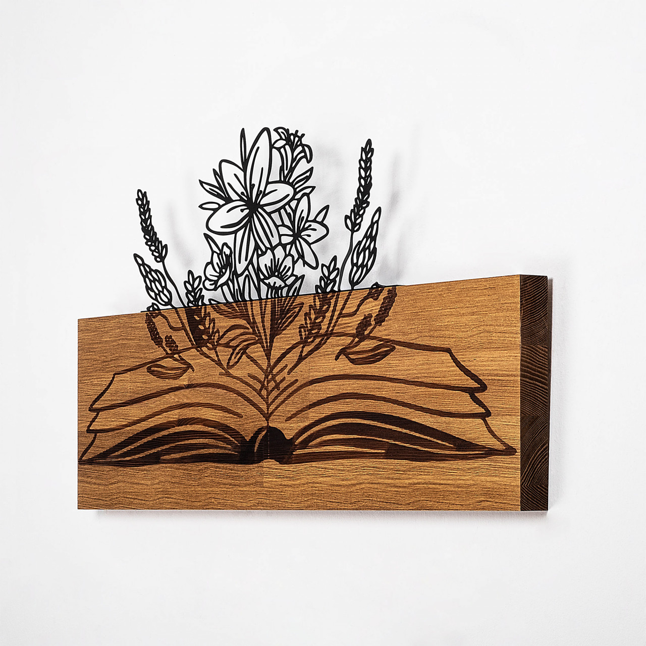 Poze Accesoriu decorativ de perete din lemn Flower from a book